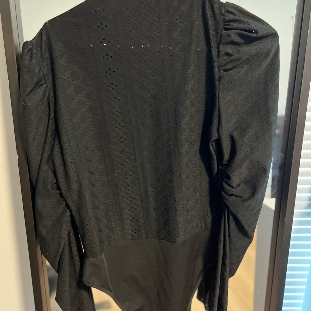 Elegant Black bodysuit with Puff Sleeves